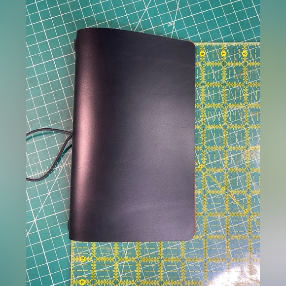 Large Journal Cover. Black sheen leather, brown interior 9x 5.5”Free Insert - Picture 5 of 7